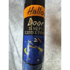 Vintage 80's PLUS MARK Halloween Door Foil Cover Witches Flying Brooms Stars NOS